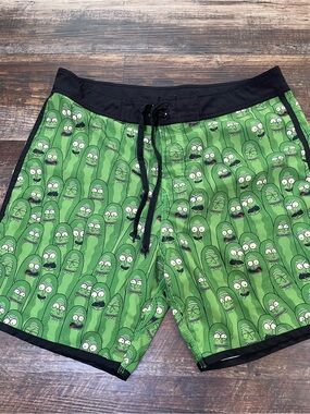 Green Pickle Pattern Men's Swim Board Shorts